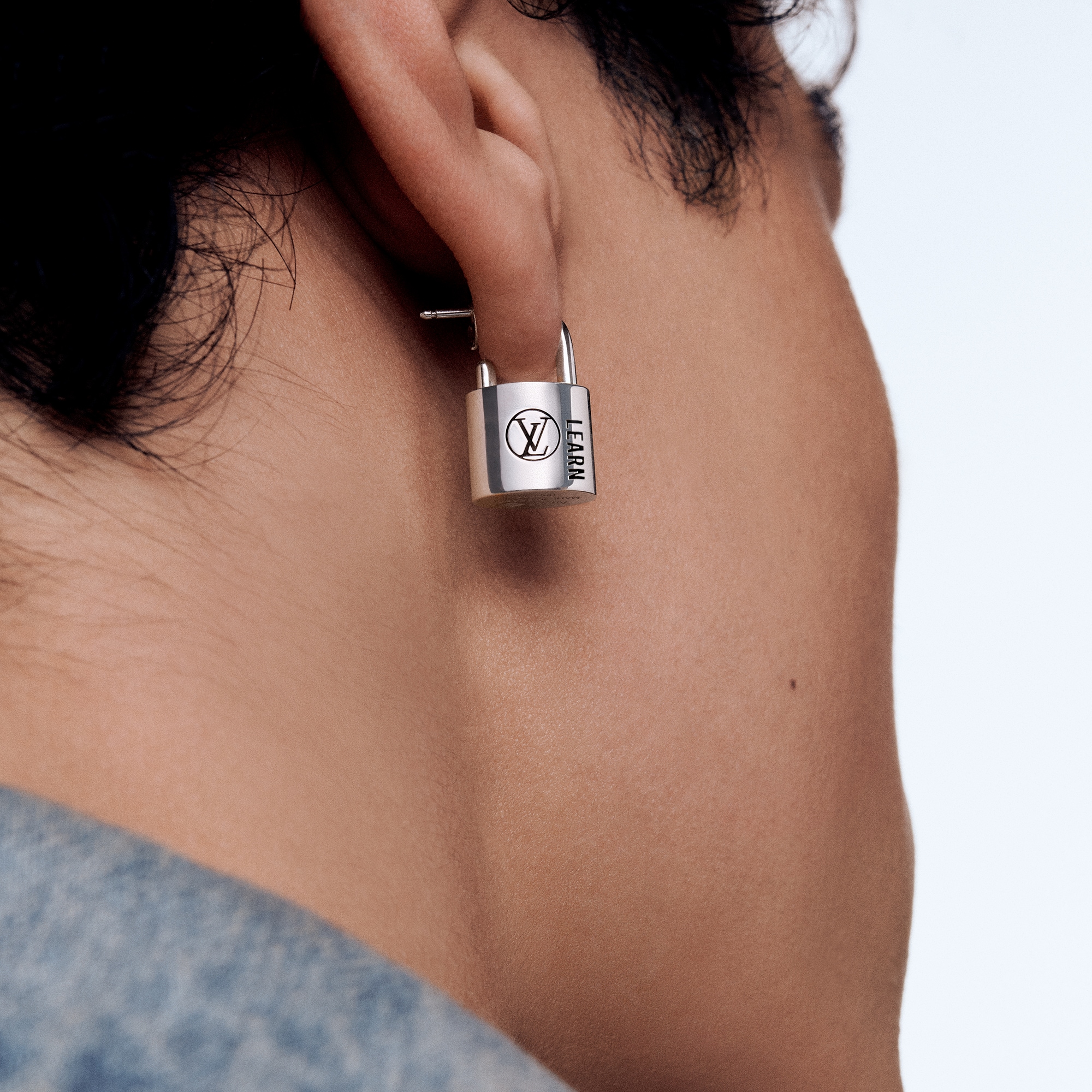 Silver Lockit Earring, Sterling Silver Black Laquered - Categories